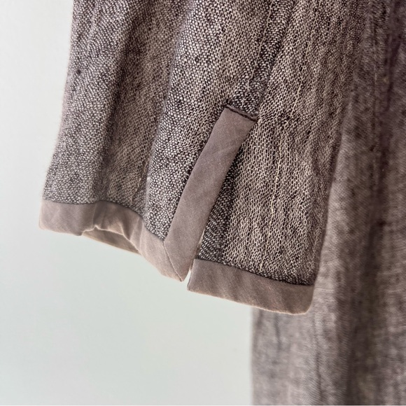 Eileen Fisher tan linen blend open front jacket tie front Sz XL - Picture 9 of 10